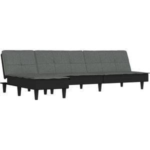 The Living Store Slaapbank L-vormig 255x140x70 cm stof donkergrijs - Slaapbank - L-vormig Sofa - Multifunctionele Bank - Hoekbank - Design Bank