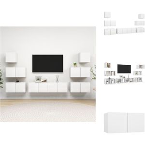 vidaXL Hangende Tv-kastenset - Spaanplaat - 6x 60x30x30cm - 2x 30.5x30x30cm - wit - Montage vereist - Kast