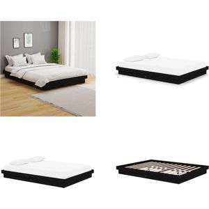 vidaXL Bedframe massief hout zwart 150x200 cm 5FT King - Bedframe - Bedframes - Tweepersoonsbed - Bed