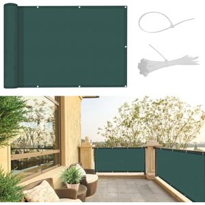 Balkonscherm voor inkijkbescherming 90 x 300 cm | Weerbestendige UV-bescherming | Groene Balkonafdekking