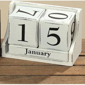 Blok kalender - Wit - 18 cm x 12 cm x  9 cm