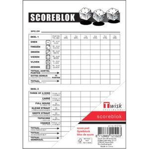 Scoreblok Yahtzee - 100 vellen