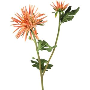 Viv! Home Luxuries Chrysant spinnekop - kunstbloem - oranje zalm - 60cm