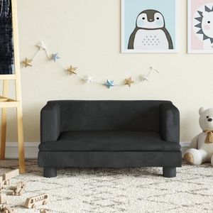 vidaXL Kinderbank 60x40x30 cm fluweel zwart - Kinderbank - Kinderbanken - Kinder Bank - Kinderbankje