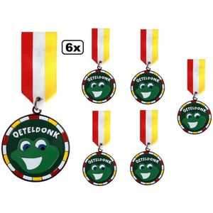 6x Medaille/Onderscheiding speldje kikker Oeteldonk