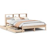 vidaXL - Bed - met - boekenkast - zonder - matras - massief - grenenhout - 150x200 - cm