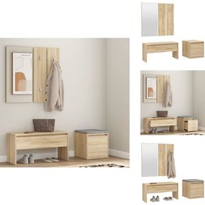 vidaXL Halmeubelset - Halmeubelsets - Halmeubel - Garderobeset - Garderobe set bewerkt hout sonoma eikenkleurig