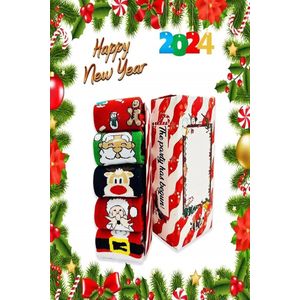Kerst Sokken - Nieuwjaar - Huissokken - Warme Sokken - 5 Paar - Geschenk - Dames en Heren - Verjaardag - Gift Box - Maat 38 - 43