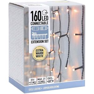 Koppelbare IJspegelverlichting - 160 LED - 3m - warm wit binnen/buiten verlichting