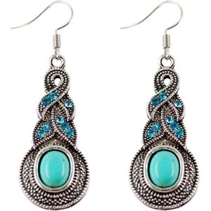 Fako Bijoux® - Oorbellen - Tibetaanse Stijl - Turquoise - Pendule