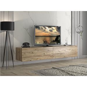 Hoppa! Vega Zwevende TV Kast - TV meubel 200x45x30 cm - Atlantic Pine / Black
