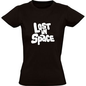 Lost in space Dames T-shirt | verdwaald in de ruimte | heelal | ruimte | austronaut | ruimtevaart | Zwart