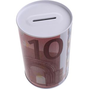 Johntoy Metalen Spaarpot Met Eurobiljet Print 10 Euro Rood