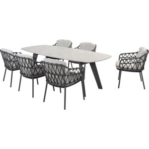 Montana Calpi keramiek Terrazzo dining tuinset 240x103xH75 cm 7 delig Pure 4 Seasons Outdoor