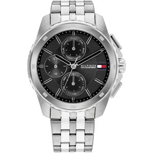 Tommy Hilfiger TH1710620 WALKER Heren Horloge - Mineraalglas - Staal - Zilverkleurig - 44 mm breed - Quartz - Vouw/Vlindersluiting - 5 ATM (douchen)