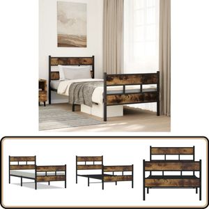 vidaXL Bedframe zonder matras metaal gerookt eikenkleurig 80x200 cm