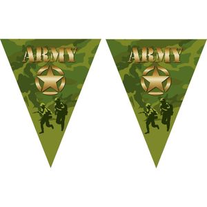 3x stuks leger camouflage army thema vlaggetjes slingers/vlaggenlijnen groen van 5 meter - Feestartikelen/versiering
