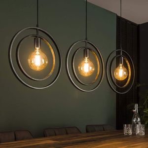 Hanglamp Turn around | 130 cm | 3 lichts | charcoal | eettafel lamp | eetkamer / woonkamer | landelijk / modern / design