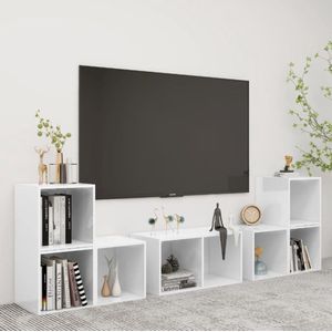 The Living Store Televisiekastenset TV-meubels - wit - 37x35x37cm - 72x35x36.5cm