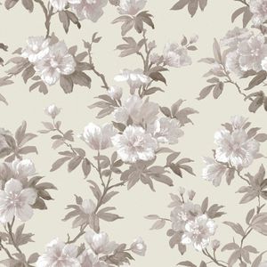 Laura Ashley Rosamund Behang - Bloemen - 10mx52cm - Grijs
