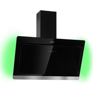 Klarstein Aurora 90 Smart - Hoofdvrij - 90 Cm - 550 M³/H - 3 Standen - EEK A++ - RGB Sfeerlicht - Vermogenlucht-/ Recirculatiesysteem - Touch - App-Besturing - Led - Glazen Front - Afzuigkap - Wandafzuigkap - Zwart