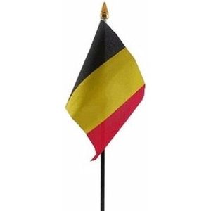 Belgie mini vlaggetje op stok 10 x 15 cm