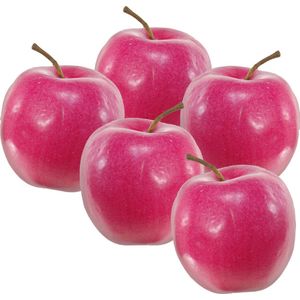 Kunstfruit decofruit - 5x - appel/appels - ongeveer 8 cm - rood - namaak fruit