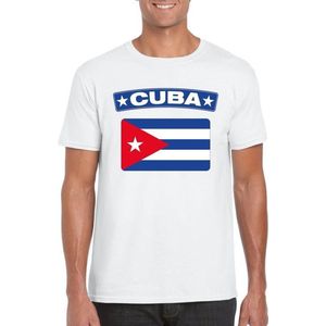T-shirt met Cubaanse vlag wit heren XL