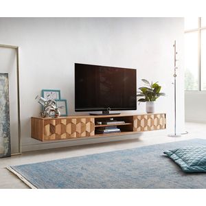 Tv-meubel Fevo acacia natuur 200 cm 2 deuren zwevend lowboard