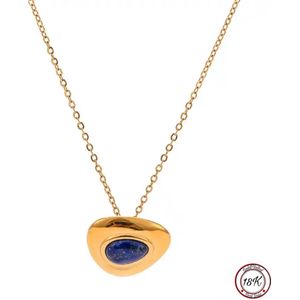 Soraro Lapis Lazuli Edelsteen Ketting | Blauw Edelsteen | 18K Goldplated | Goudkleurig | Vrouwen Sieraden | Dames Ketting | Vrouwen Ketting
