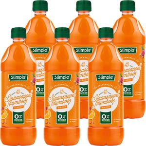 Slimpie Limonade Siroop Sinaasappel Framboos - 6 x 650 ml - Voordeelverpakking