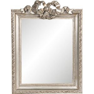 HAES DECO - Rechthoekige Spiegel met Strik - Kleur Zilverkleurig - Formaat 25x2x34 cm - Materiaal Hout - Wandspiegel, Spiegel Rechthoek