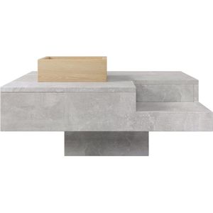 YMA® Salontafel Betonlook - Tafel met Afneembaar Opbergdoos - 72x72x30 - Vierkant