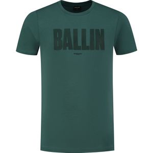 Ballin Amsterdam - Heren Slim fit T-shirts Crewneck SS - Faded Green - Maat S