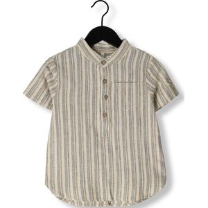 Rylee + Cru Short Sleeve Mason Shirt Nautical Stripe Overhemden Jongens - Beige - Maat 92/98