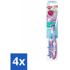 Jordan - Step By Step - Kindertandenborstel - 3-5 jaar - Voordeelverpakking - 4 stuks