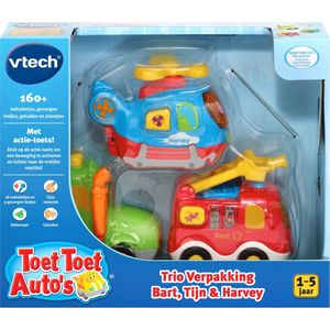 VTechToet Toet Auto's Bart, Tijn & Harvey Trio Verpakking - Educatief Babyspeelgoed - Auto Pack Speelgoed