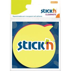 Stick'n Doorzichtige sticky notes, tekstballon vorm, 76x76mm, geel/magenta, 2x 30 vel/pad