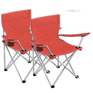 FURNIBELLA - Campingstoelen, set van 2, klapstoelen, outdoor stoelen met armleuningen en drinkhouder, stevig frame, belastbaar tot 120 kg
