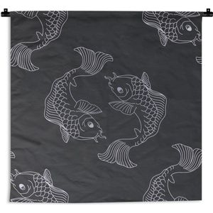 Wandkleed Aziatische schilderkunst - Koi vissen in harmonie Wandkleed katoen 150x150 cm - Wandtapijt met foto