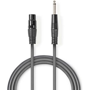 Nedis Ongebalanceerde Audiokabel - XLR 3-Pins Female - 6,35 mm Male - Vernikkeld - 3.00 m - Rond - PVC - Donkergrijs - Kartonnen Sleeve