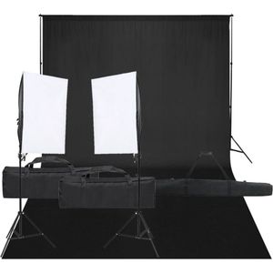 vidaXL Fotostudioset - LED Verlichtingsset - 40 x 60 cm - Flexibel Achtergrondsysteem - Zwart - Fotostudio Set