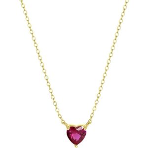 Lucardi Dames Ketting Love month stones hart - Echt Zilver - Ketting - Cadeau - 45 cm - Goudkleurig