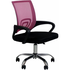 Luxe Ergonomische Bureaustoel - Op wielen - Ademend - Voor volwassenen - Zwart/roze - In hoogte verstelbaar