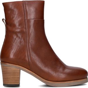 Shabbies Lieve G Ankle Boot Enkellaarsjes - Enkelboots met rits - Dames - Cognac - Maat 37