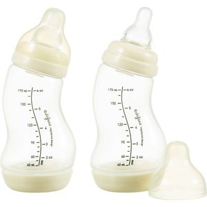 Difrax Babyfles 170 ml Natural - S-fles - Anti-Colic - Crème wit - 2 stuks