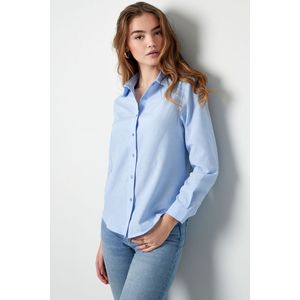 Basic blouse effen - dames - nieuwe collectie - lente/zomer - blauw - maat S