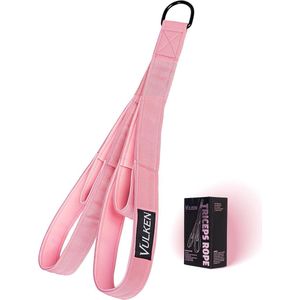 Triceps touw kabelbevestiging 61 cm en 43 cm twee lengtes ingebouwd één trekkoord triceps verlengbanden fitnessapparatuur thuistraining handvatten voor weerstandsbanden roze