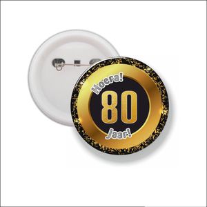 Button Met Speld 58 MM - Hoera 80 Jaar