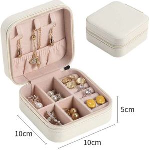 Luxe fluwelen sieradendoos compact wit / premium jewelry box / juwelendoos / sieraden kistje / kettingen, oorbellen, ringen, horloge / geschenk / cadeautje voor haar/ sieradendoosje